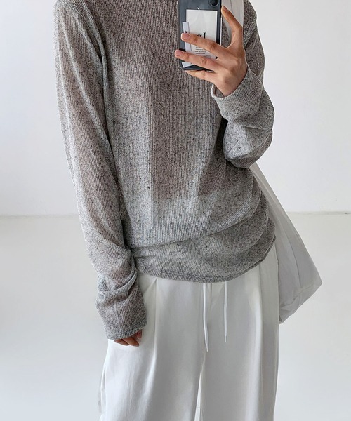 me+em select(ミームセレクト)の「アンニュイルーズシアーニット(ニット/セーター・レディース・ブラック/グレー/カーキ/アイボリー・FREE)」の22枚目の写真