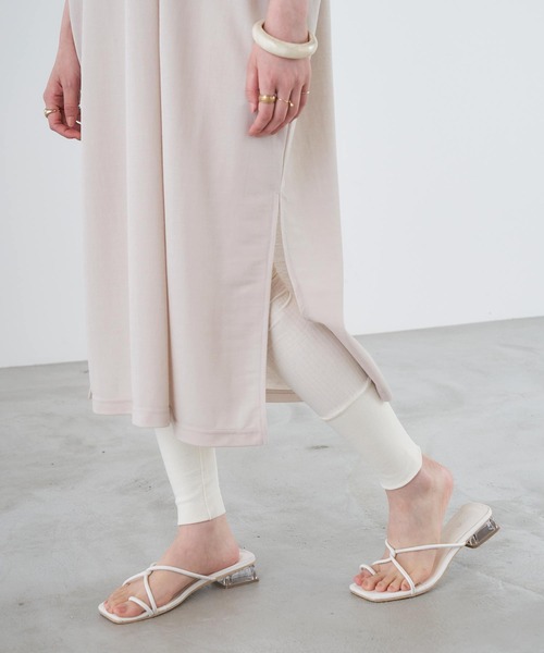 Chaco closet(チャコ クローゼット)の「裾リブデザインコットンリブレギンス(レギンス/スパッツ・レディース・ブラック/グレー/オフホワイト・FREE)」の1枚目の写真