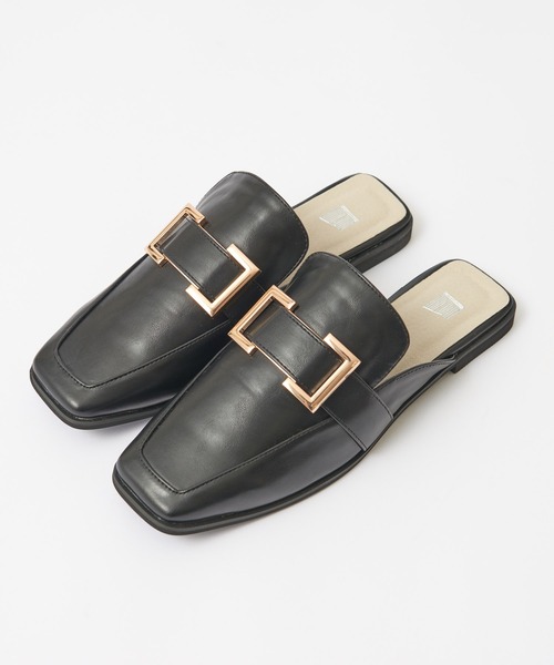 COLONY 2139(コロニートゥーワンスリーナイン)の「【マカロンFoot】スクエアバックルスリッパローファー(サンダル・レディース・ライトグレー/ブラック・23.5cm/24.5cm)」の14枚目の写真