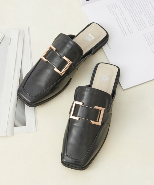 COLONY 2139(コロニートゥーワンスリーナイン)の「【マカロンFoot】スクエアバックルスリッパローファー(サンダル・レディース・ライトグレー/ブラック・23.5cm/24.5cm)」の10枚目の写真