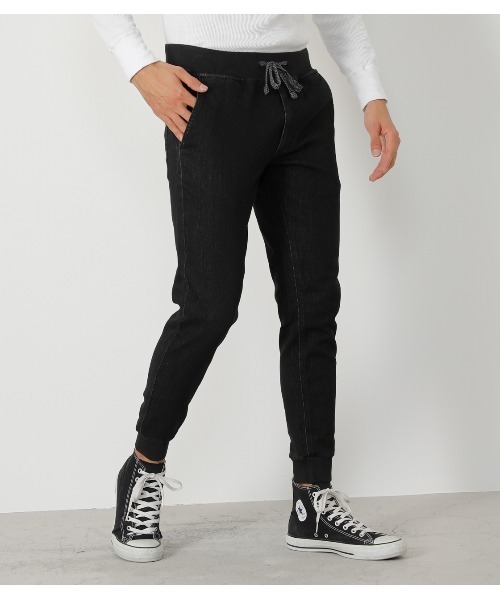 AZUL by moussy（アズールバイマウジー）の「DOBBY DENIM SLIM JOGGER /ドビーデニムスリムジョガー（デニムパンツ・メンズ・ブルー/ブラック・SMALL/X-SMALL/X-LARGE/LARGE/MEDIUM）」の10枚目の写真