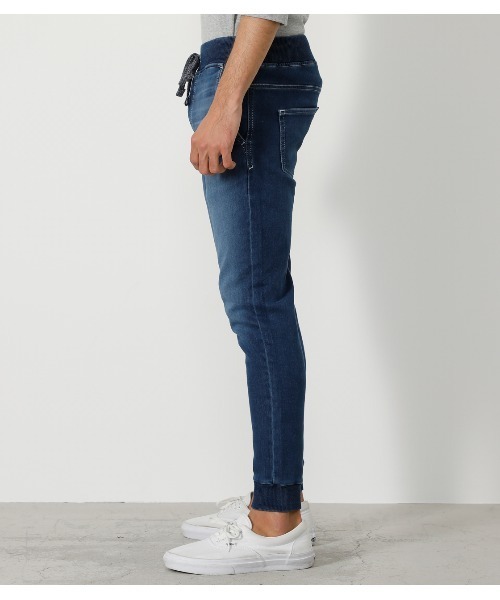 AZUL by moussy（アズールバイマウジー）の「DOBBY DENIM SLIM JOGGER /ドビーデニムスリムジョガー（デニムパンツ・メンズ・ブルー/ブラック・SMALL/X-SMALL/X-LARGE/LARGE/MEDIUM）」の9枚目の写真