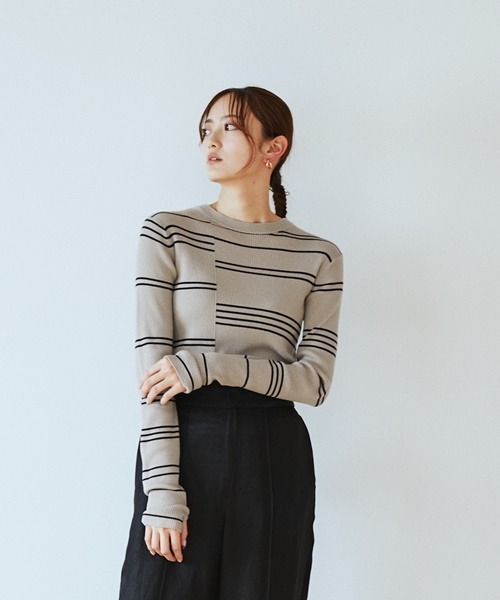 Mila Owen（ミラオーウェン）の「クルーネックリブニット（ニット/セーター・レディース・アイボリー/ブルー/ライム/ブラック/その他/ラベンダー/グレー・0/1）」の7枚目の写真