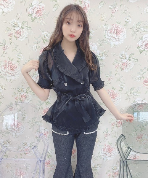 Swankiss(スワンキス)の「TS mermaid shiny TOPS(シャツ/ブラウス・レディース・ピンク/ベージュ/サックスブルー/ブラック/ホワイト・FREE)」の18枚目の写真