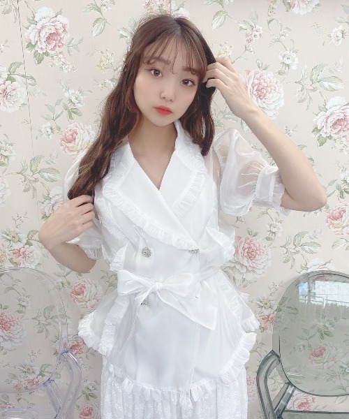 Swankiss(スワンキス)の「TS mermaid shiny TOPS(シャツ/ブラウス・レディース・ピンク/ベージュ/サックスブルー/ブラック/ホワイト・FREE)」の20枚目の写真