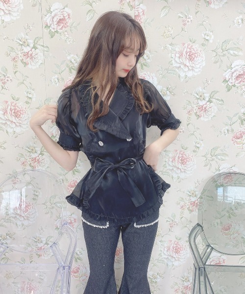 Swankiss(スワンキス)の「TS mermaid shiny TOPS(シャツ/ブラウス・レディース・ピンク/ベージュ/サックスブルー/ブラック/ホワイト・FREE)」の17枚目の写真