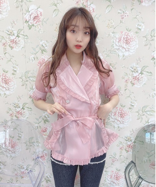 Swankiss(スワンキス)の「TS mermaid shiny TOPS(シャツ/ブラウス・レディース・ピンク/ベージュ/サックスブルー/ブラック/ホワイト・FREE)」の14枚目の写真