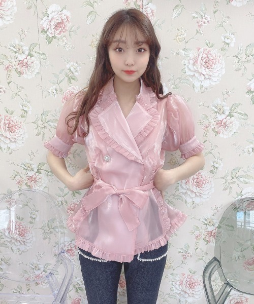 Swankiss(スワンキス)の「TS mermaid shiny TOPS(シャツ/ブラウス・レディース・ピンク/ベージュ/サックスブルー/ブラック/ホワイト・FREE)」の13枚目の写真