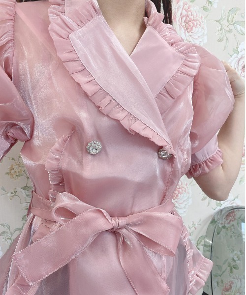 Swankiss(スワンキス)の「TS mermaid shiny TOPS(シャツ/ブラウス・レディース・ピンク/ベージュ/サックスブルー/ブラック/ホワイト・FREE)」の11枚目の写真
