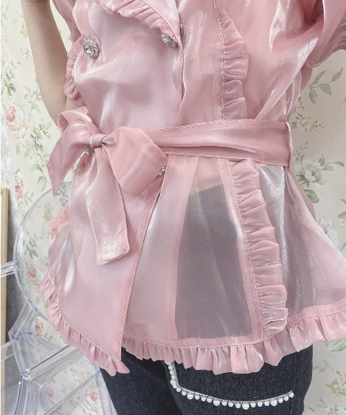 Swankiss(スワンキス)の「TS mermaid shiny TOPS(シャツ/ブラウス・レディース・ピンク/ベージュ/サックスブルー/ブラック/ホワイト・FREE)」の9枚目の写真