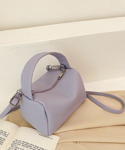 LAC-VERT(ラック・ヴェール)の「PUレザーミニボストンバッグ(ハンドバッグ・レディース・イエロー/ベージュ/ブラック/オレンジ/シャンパン/パープル/サーモンピンク/ベビーピンク/ホワイト/グリーン/ライトピンク/ブラウン・FREE)」の7枚目の写真