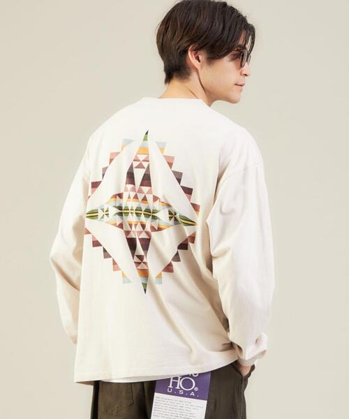 PENDLETON(ペンドルトン)の「OLT<PENDLETON(ペンドルトン)>ジャカードプリント 長袖 カットソー ロンT(Tシャツ/カットソー・メンズ・ベージュ/ブラック/オフホワイト・M/S/L)」の1枚目の写真