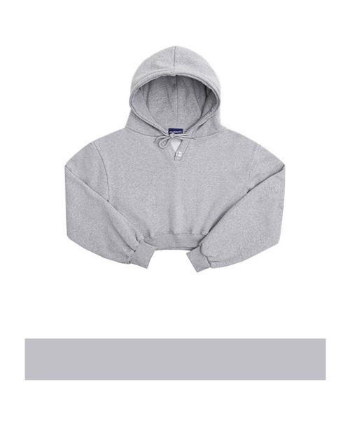 muahmuah(ムーアムーア)の「A'GEM/9 × .kom『muah muah/ムーアムーア』MUAH POINT CROP HOODIE/ワンポイント クロップド丈プルオーバーパーカー(パーカー・レディース・アイボリー/グレー/ブラック・FREE)」の9枚目の写真