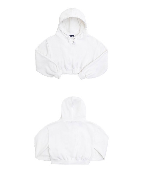 muahmuah(ムーアムーア)の「A'GEM/9 × .kom『muah muah/ムーアムーア』MUAH POINT CROP HOODIE/ワンポイント クロップド丈プルオーバーパーカー(パーカー・レディース・アイボリー/グレー/ブラック・FREE)」の6枚目の写真