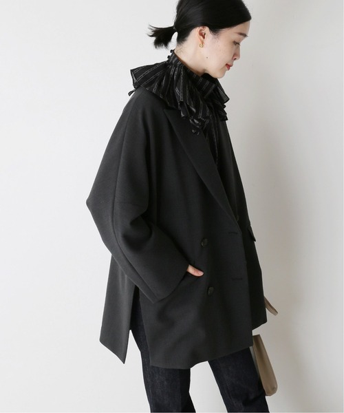journal standard L'essage（ジャーナルスタンダードレサージュ）の「ダブルクロスコートジャケット◆（テーラードジャケット・レディース・グレー/キャメル・FREE）」の8枚目の写真