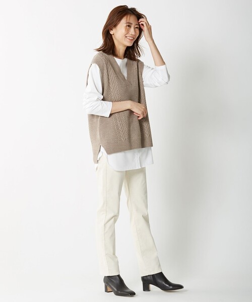 J.PRESS Ladies（J.プレス レディス）の「【洗える】21ウェルストレッチコーデュロイ パンツ（その他パンツ・レディース・ライトグレー系/黄土色系/アイボリー系・XS/S/XXS）」の8枚目の写真