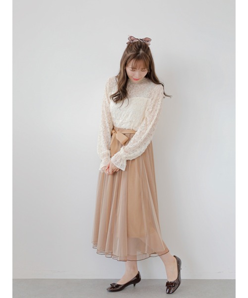 Areeam(アリーム)の「夢みたいなチュールスカート(スカート・レディース・ベージュ/ピンク・FREE)」の6枚目の写真