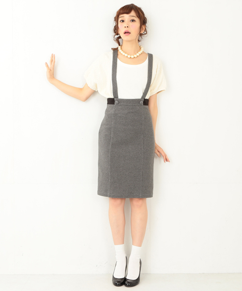 CAROLINA GLASER(カロリナ グレイサー)の「CAROLINA GLASER / サスペンダータイトスカート(スカート・レディース・ブラック/グレー・ONE SIZE)」の16枚目の写真