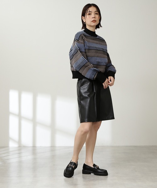 N.（N. Natural Beauty Basic）（エヌエヌナチュラルビューティーベーシック）の「◆配色編みパフニット（ニット/セーター・レディース・グリーン系その他/ブルー系その他・MEDIUM）」の3枚目の写真