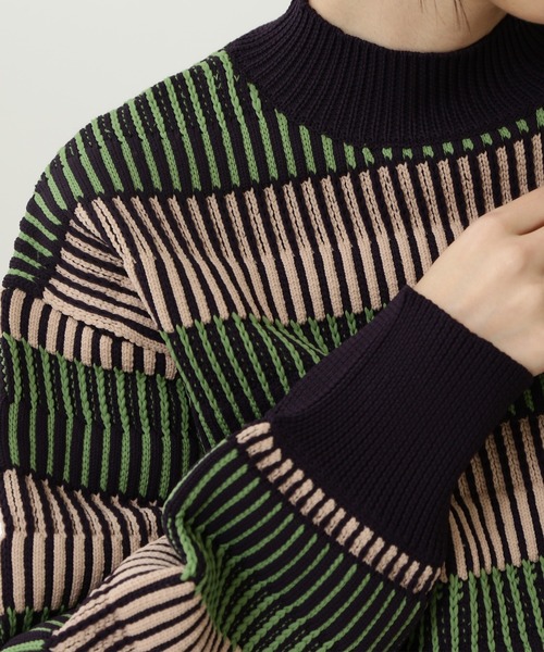 N.（N. Natural Beauty Basic）（エヌエヌナチュラルビューティーベーシック）の「◆配色編みパフニット（ニット/セーター・レディース・グリーン系その他/ブルー系その他・MEDIUM）」の6枚目の写真