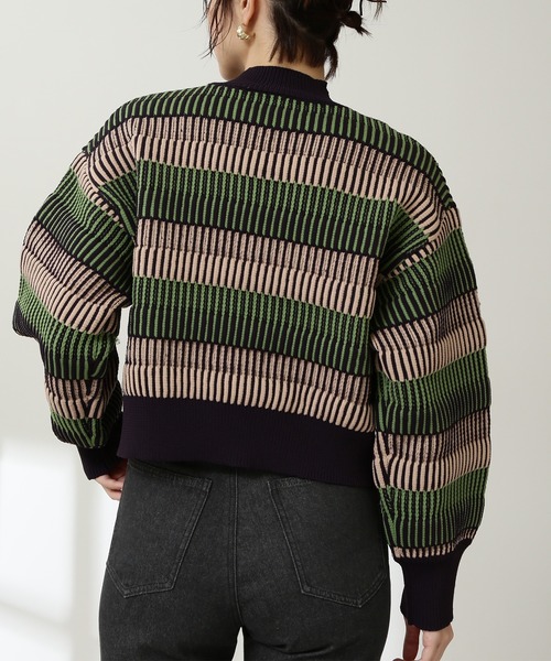 N.（N. Natural Beauty Basic）（エヌエヌナチュラルビューティーベーシック）の「◆配色編みパフニット（ニット/セーター・レディース・グリーン系その他/ブルー系その他・MEDIUM）」の7枚目の写真