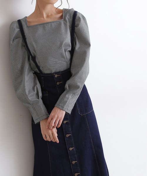 FREE'S MART（フリーズマート）の「◇スクエアネック短丈ボリュームスリーブブラウス（シャツ/ブラウス・レディース・ブラック系その他/ベージュ系その他/レッド系その他/グリーン系その他・FREE）」の7枚目の写真