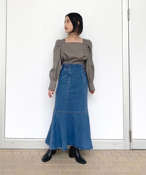 FREE'S MART（フリーズマート）の「◇スクエアネック短丈ボリュームスリーブブラウス（シャツ/ブラウス・レディース・ブラック系その他/ベージュ系その他/レッド系その他/グリーン系その他・FREE）」の14枚目の写真