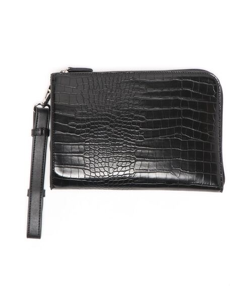 AZUL by moussy（アズールバイマウジー）の「CROCODILE EMBOSSED CLUTCH/クロコダイルエンボスクラッチ（クラッチバッグ・メンズ・ブラック・FREE）」の4枚目の写真