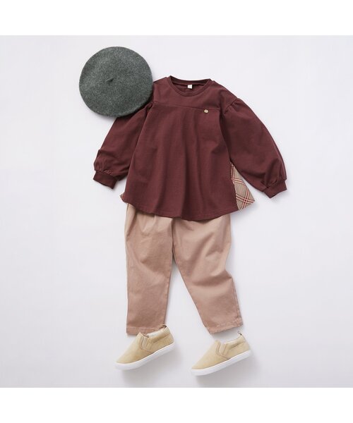 Ampersand（アンパサンド）の「/ベーシックベレー帽A（ハンチング/ベレー帽・キッズ・チャコール/ベージュ/エンジ・50/54）」の7枚目の写真