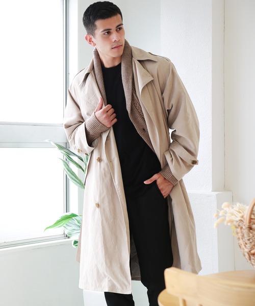 WESTSEA（ウエストシー）の「フェイクスエード ロングトレンチコート（トレンチコート・メンズ・ブラック/カーキ/ベージュ・L/M）」の3枚目の写真