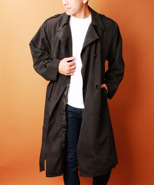 WESTSEA（ウエストシー）の「フェイクスエード ロングトレンチコート（トレンチコート・メンズ・ブラック/カーキ/ベージュ・L/M）」の8枚目の写真