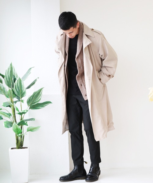 WESTSEA（ウエストシー）の「フェイクスエード ロングトレンチコート（トレンチコート・メンズ・ブラック/カーキ/ベージュ・L/M）」の6枚目の写真