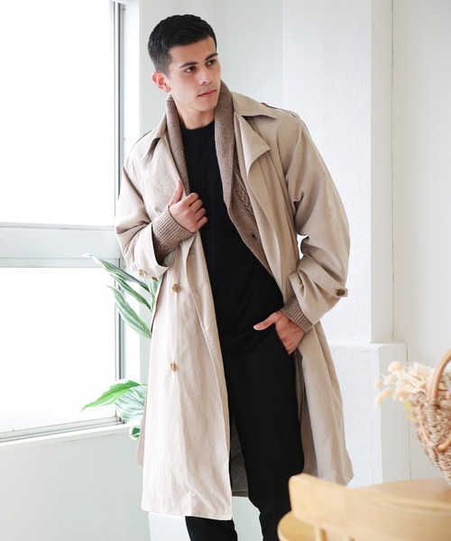 WESTSEA（ウエストシー）の「フェイクスエード ロングトレンチコート（トレンチコート・メンズ・ブラック/カーキ/ベージュ・L/M）」の4枚目の写真