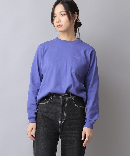 Goodwear（グッドウェア）の「Good wear グッドウェア 2W7-8518 L/S 四角ポケット Tシャツ（Tシャツ/カットソー・メンズ・ホワイト/ブラック/杢グレー/カーキブラウン/ベージュ/グレイッシュベージュ/ライトカーキ/ネイビー/ブルー系その他/スモークピンク/パープル系その他/オレンジ系その他/イエロー系その他/ミント/グレー系その他/ブラウン/ライトピンク・S/M/L/XL）」の13枚目の写真