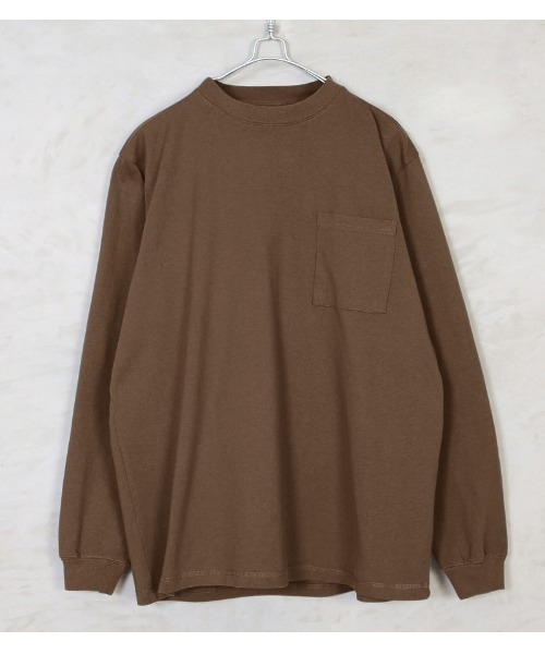 Goodwear（グッドウェア）の「Good wear グッドウェア 2W7-8518 L/S 四角ポケット Tシャツ（Tシャツ/カットソー・メンズ・ホワイト/ブラック/杢グレー/カーキブラウン/ベージュ/グレイッシュベージュ/ライトカーキ/ネイビー/ブルー系その他/スモークピンク/パープル系その他/オレンジ系その他/イエロー系その他/ミント/グレー系その他/ブラウン/ライトピンク・S/M/L/XL）」の5枚目の写真