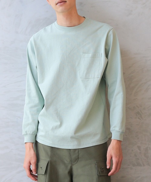 Goodwear（グッドウェア）の「Good wear グッドウェア 2W7-8518 L/S 四角ポケット Tシャツ（Tシャツ/カットソー・メンズ・ホワイト/ブラック/杢グレー/カーキブラウン/ベージュ/グレイッシュベージュ/ライトカーキ/ネイビー/ブルー系その他/スモークピンク/パープル系その他/オレンジ系その他/イエロー系その他/ミント/グレー系その他/ブラウン/ライトピンク・S/M/L/XL）」の9枚目の写真