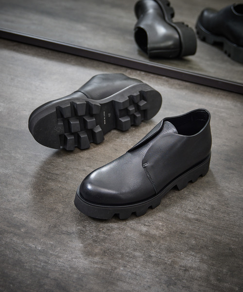 PADRONE パドローネ 42 インステップゴアショートブーツ 黒 PADRONE パドローネ / INSTEP GORE SHORT BOOTS with Chunky