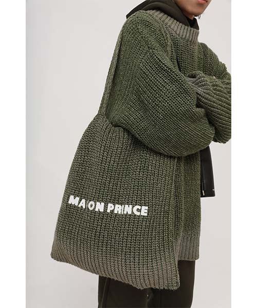 MASONPRINCE(メイソンプリンス)の「【MASONPRINCE】Brand logo knit tote bag BB1996(トートバッグ・メンズ・カーキ/ダークグレー/ブラウン・FREE)」の3枚目の写真