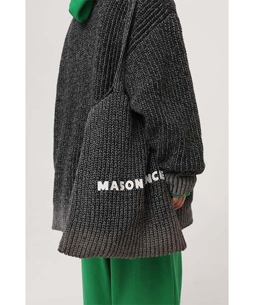 MASONPRINCE(メイソンプリンス)の「【MASONPRINCE】Brand logo knit tote bag BB1996(トートバッグ・メンズ・カーキ/ダークグレー/ブラウン・FREE)」の2枚目の写真