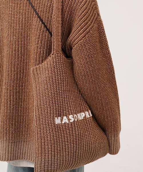MASONPRINCE(メイソンプリンス)の「【MASONPRINCE】Brand logo knit tote bag BB1996(トートバッグ・メンズ・カーキ/ダークグレー/ブラウン・FREE)」の5枚目の写真