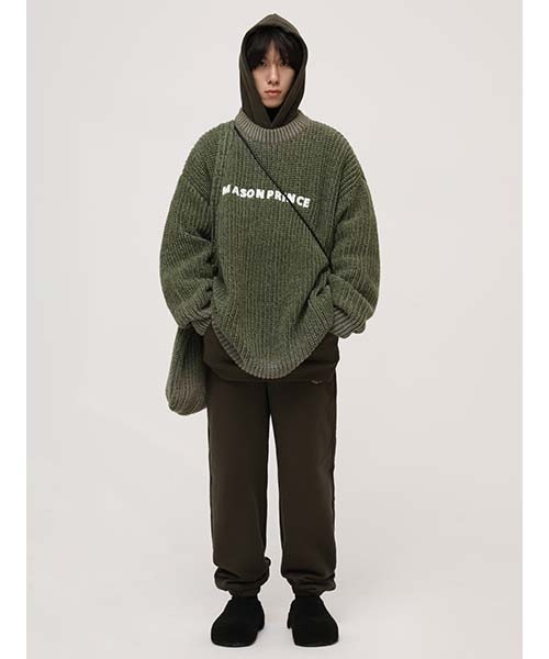 MASONPRINCE(メイソンプリンス)の「【MASONPRINCE】Brand logo knit tote bag BB1996(トートバッグ・メンズ・カーキ/ダークグレー/ブラウン・FREE)」の8枚目の写真