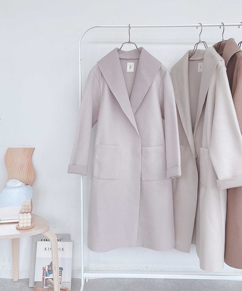 AS KNOW AS plus（アズノゥアズプラス）の「◇Wフェイスロングコート（チェスターコート・レディース・ブラック/アイボリー/モカ/グレイッシュベージュ・FREE）」の6枚目の写真