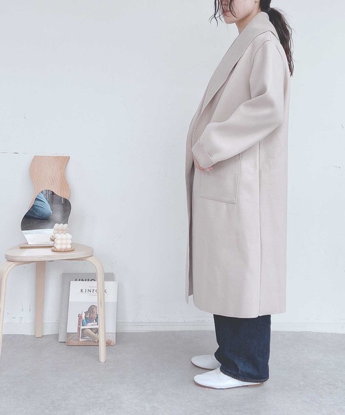 AS KNOW AS plus（アズノゥアズプラス）の「◇Wフェイスロングコート（チェスターコート・レディース・ブラック/アイボリー/モカ/グレイッシュベージュ・FREE）」の12枚目の写真