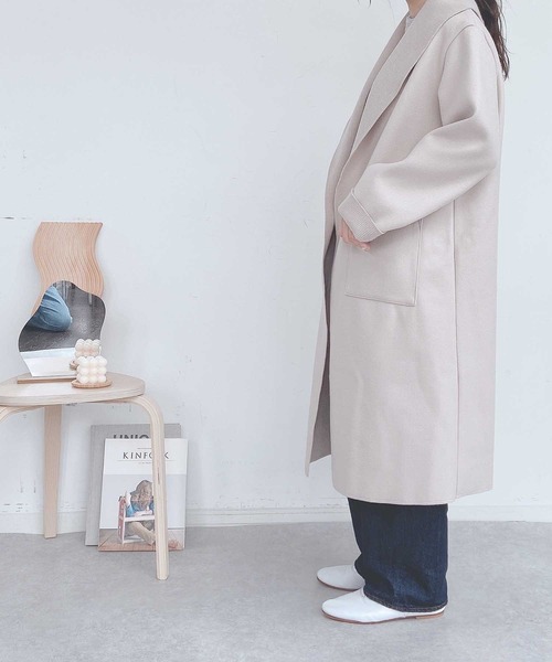 AS KNOW AS plus（アズノゥアズプラス）の「◇Wフェイスロングコート（チェスターコート・レディース・ブラック/アイボリー/モカ/グレイッシュベージュ・FREE）」の10枚目の写真