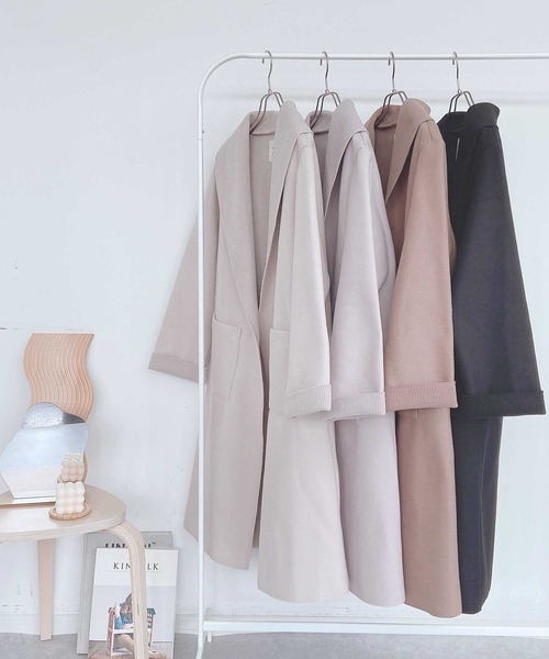 AS KNOW AS plus（アズノゥアズプラス）の「◇Wフェイスロングコート（チェスターコート・レディース・ブラック/アイボリー/モカ/グレイッシュベージュ・FREE）」の5枚目の写真