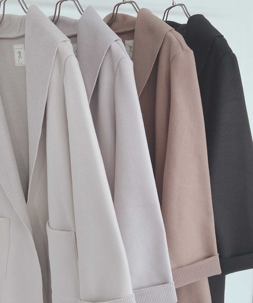 AS KNOW AS plus（アズノゥアズプラス）の「◇Wフェイスロングコート（チェスターコート・レディース・ブラック/アイボリー/モカ/グレイッシュベージュ・FREE）」の8枚目の写真