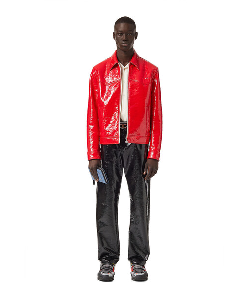 DIESEL(ディーゼル)の「メンズ ジャケット ブラッシュドコットン(ライダースジャケット・メンズ・ブラック/レッド・X-SMALL/XX-LARGE/LARGE/X-LARGE/SMALL/MEDIUM)」の3枚目の写真