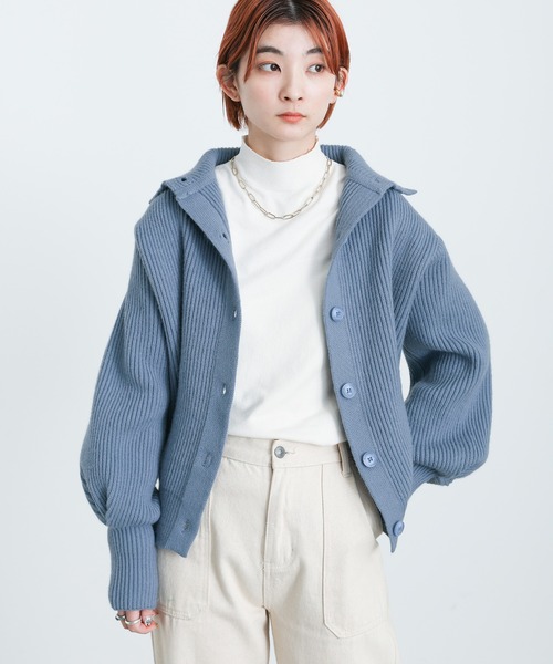 2021 AW ハイネックリブニットカーディガン（カーディガン/ボレロ