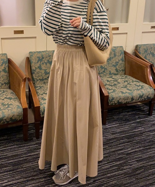 LAUIR(ラウアー)の「コットンスカート(スカート・レディース・ベージュ/ブラウン/ホワイト/ダークネイビー/ブラック・LARGE/X-LARGE/MEDIUM)」の4枚目の写真