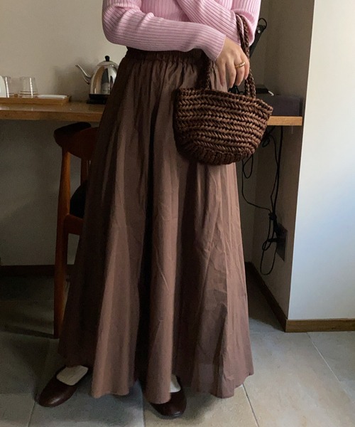 LAUIR(ラウアー)の「コットンスカート(スカート・レディース・ベージュ/ブラウン/ホワイト/ダークネイビー/ブラック・LARGE/X-LARGE/MEDIUM)」の1枚目の写真